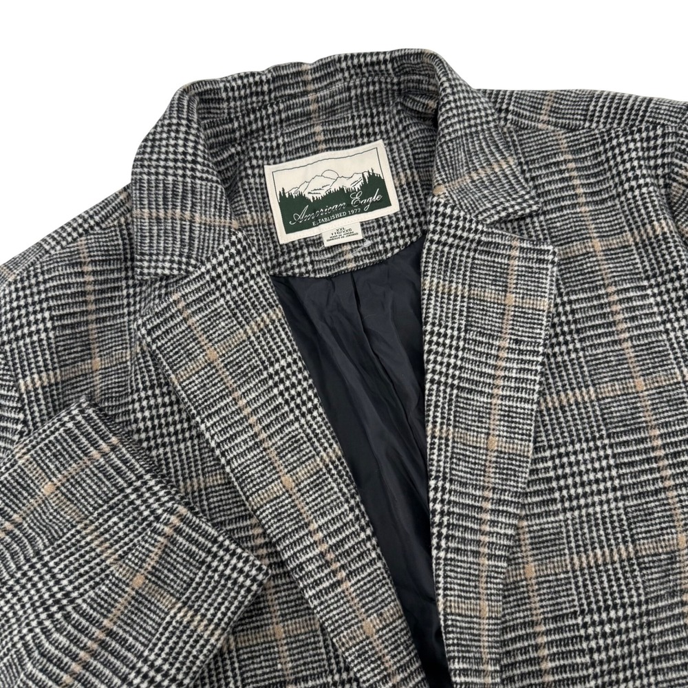 American Eagle Plaid Blazer Jacket Size‎ XXL Wool Blend Oversized Y2K NEW